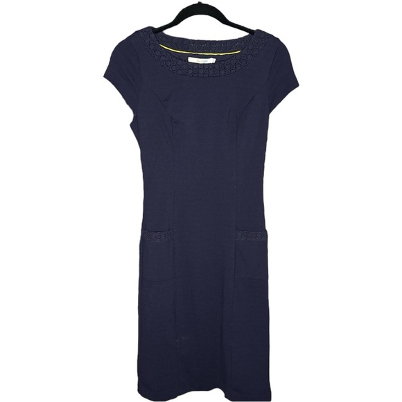 Boden Broderie Ponte Navy Dress Size 4L - Picture 1 of 6